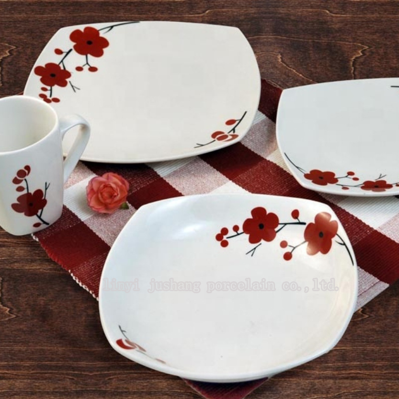 conjunto de jantar de porcelana de mesa ware16piece com decalque de impressão